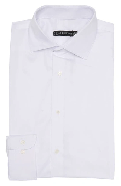 Jb Britches Yarn-dyed Solid Dress Shirt In Frost