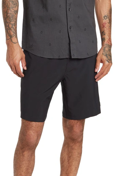 Volcom Stones Hybrid Drawstring Waist Shorts In Black