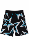 Stella Mccartney Star-print Cotton Shorts In Nero-azzurro