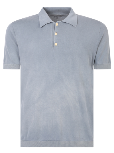 Original Vintage Style Short Sleeves Polo In Blue