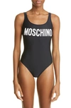 Moschino Black Printed One-piece Swimsuit In Fantasy Print Black