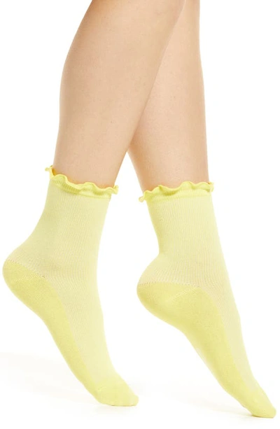 Ugg Karsyn Cotton Blend Lettuce Edge Quarter Socks In Key Lime