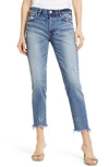 Moussy Vintage Merry Distressed Ankle Crop Jeans In Blue