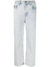 GANNI WASHED HIGH-WAISTED CROPPED JEANS,F5771005