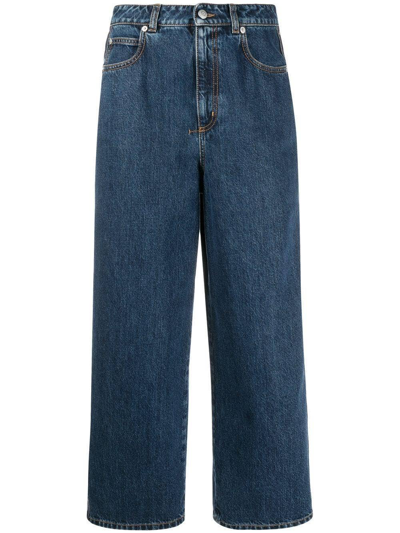 Alexander Mcqueen Cropped Mid-rise Straight-leg Jeans In Vintage Wash Indigo