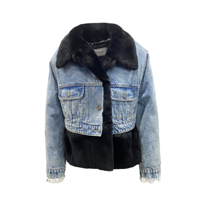 Forte Dei Marmi Couture Fur Lining Denim Jacket In Blue