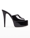 Paris Texas Marina Patent Platform Mule Sandals In Black