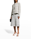 St John Textured Plaid Tweed Knit Jacket In Ecbk