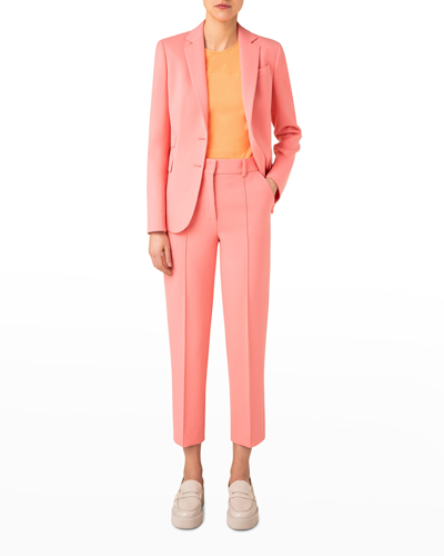 Akris Punto Ferry Pebble Crepe Straight-leg Pants In Pink