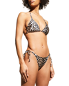 Ganni Leopard-print Triangle Bikini Top In Leopard