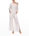 Everyday Ritual Riley Slit Wide-leg Cotton Gauze Pants In White