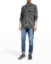 Brunello Cucinelli Men's Shirt-collar Button Sweater In Co218 Dark Grey