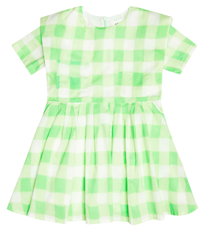 Morley Kids' Checked Cotton Dress In Green