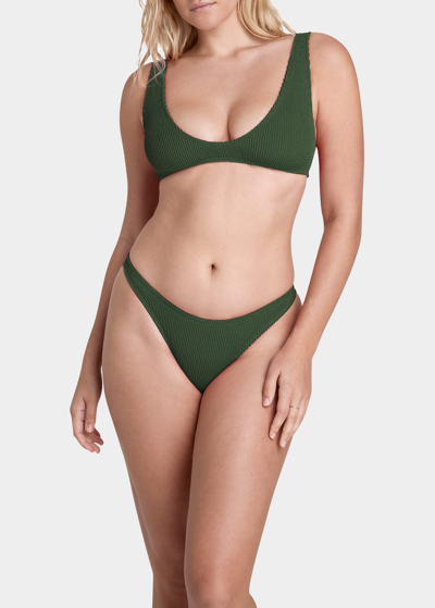 Bond-eye Swim Scout Crop Eco Bikini Top In Khaki Eco