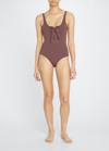 Eres Cleodore Lace-up Tank One-piece Swimsuit In Brown