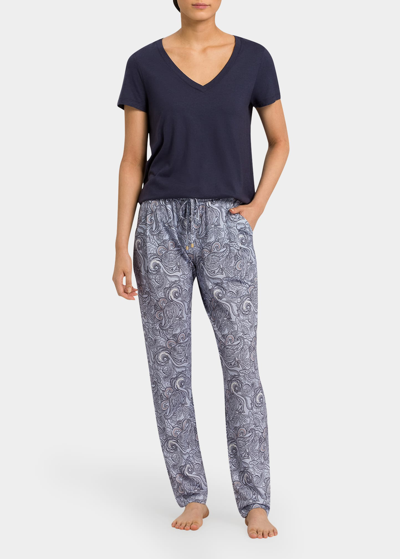 Hanro Floral Printed Lounge Knit Pants In Calm Paisley