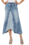 Wash Lab Pieced Denim Midi Skirt In Blue Surf