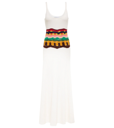 Gabriela Hearst Sainz Crocheted-waist Ribbed Cashmere-blend Dress In Ivory Multi