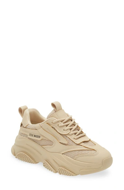 Steve Madden Possession Chunky Lace-up Sneakers In Tan-neutral In Beige