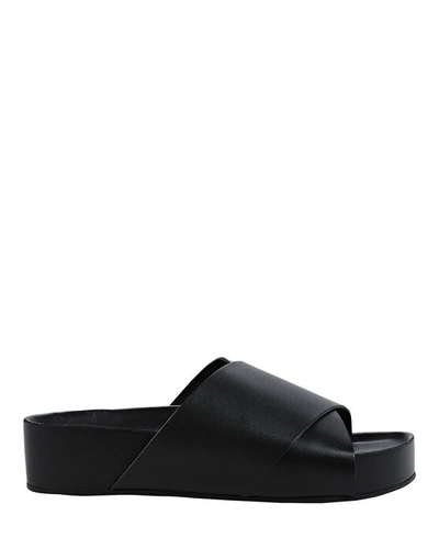 St Agni Crossover Leather Platform Sandals In Black