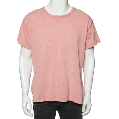Pre-owned Amiri Pink Cotton Washed Shotgun Crew Neck Short Sleeve T-shirt S