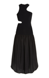 Stella Mccartney Asymmetric Cutout Stretch-jersey And Silk-satin Midi Dress In Black
