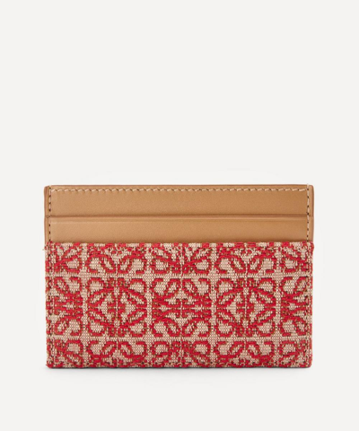Loewe Women's Anagram Jacquard Canvas And Leather Plain Card Holder In Brown