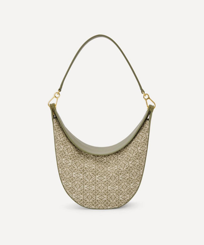 Loewe Women's Luna Anagram Jacquard And Leather Shoulder Bag In Green/avocado Green