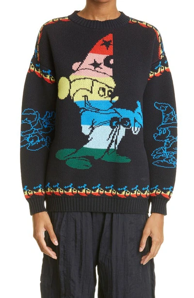 Stella Mccartney X Disney Fantasia Rainbow Mickey Knitted Jumper In Black