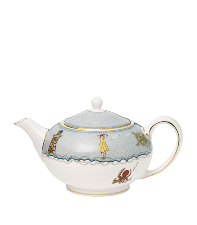 Wedgwood Sailor's Farewell Fine China Teapot 665ml In Blue
