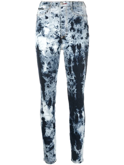 Philipp Plein Bleached High-waisted Skinny Jeans In Blue