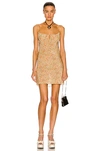 Saint Laurent Liberty Floral Print Silk Crêpe De Chine Minidress In Beige Jaune
