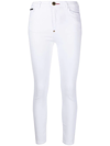 Philipp Plein Embroidered Skull Skinny Jeans In White