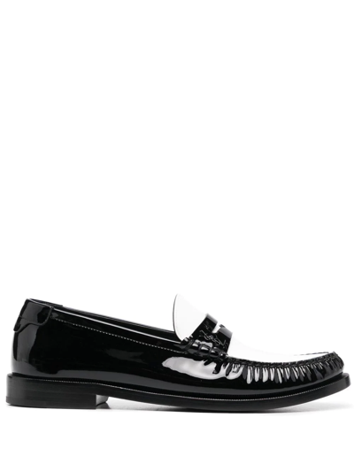 Saint Laurent 'le Loafer 15' Patent Nappa Leather Loafers In Black,white