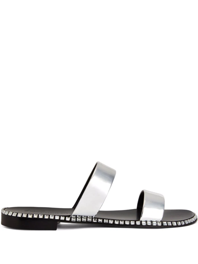 Giuseppe Zanotti Elektron Metallic Embellished Sandals In Silver
