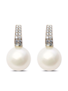 AUTORE 18KT WHITE GOLD ST MORITZ DIAMOND AND PEARL EARRINGS