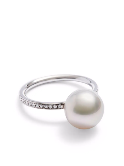 Autore 18kt White Gold Pearl And Diamond Eternity Ring In Silver
