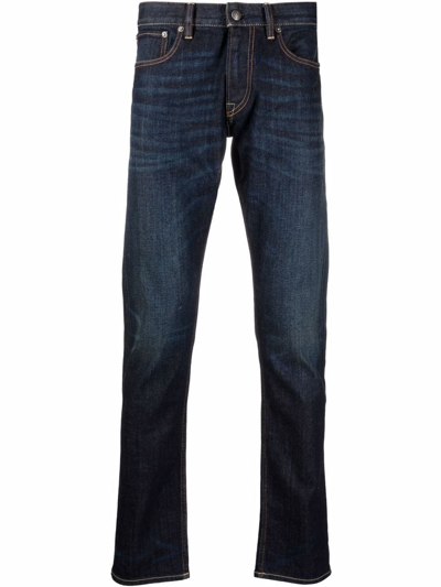 Ralph Lauren Purple Label Mid-rise Straight-leg Jeans In Blue