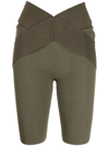 Dion Lee X Knee-length Biker Shorts In Green