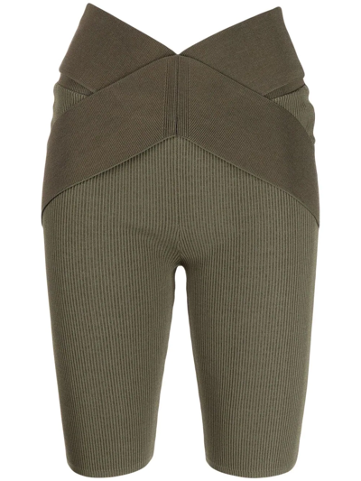 Dion Lee X Knee-length Biker Shorts In Green