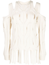 DION LEE CABLE-KNIT FRINGED FRINGED SWEATER