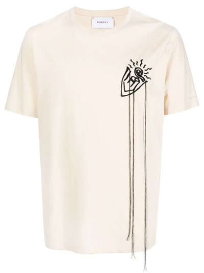 Ports V Graphic-print Short-sleeved T-shirt In White