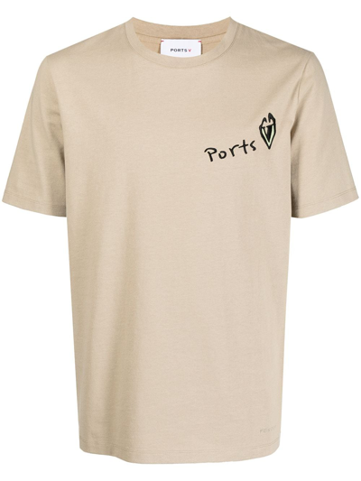 Ports V Logo-print Short-sleeved T-shirt In Brown
