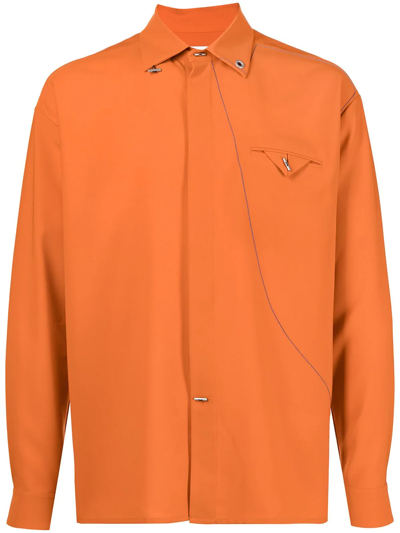 Ports V Contrast-stitching Long-sleeved Shirt In Orange