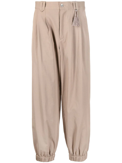 Ports V Cropped Pleated Trousers In Brown