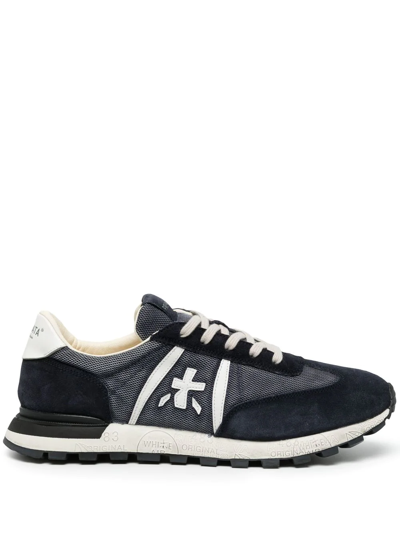 Premiata Johnlow Trainers In Blue Suede Blend