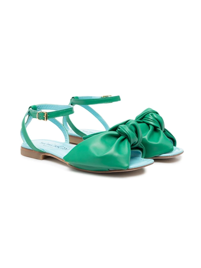 Mi Mi Sol Teen Bow-embellished Flat Sandals In Green