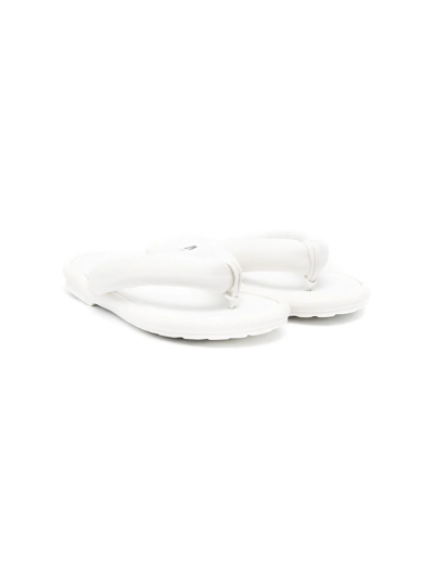 Mm6 Maison Margiela Kids' Thong Sandals In Synthetic Nappa Leather In White