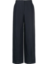 Giorgio Armani Wide Leg Silk Trousers In Blue