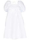 Cecilie Bahnsen Textured Puff-sleeve Mini Dress In White